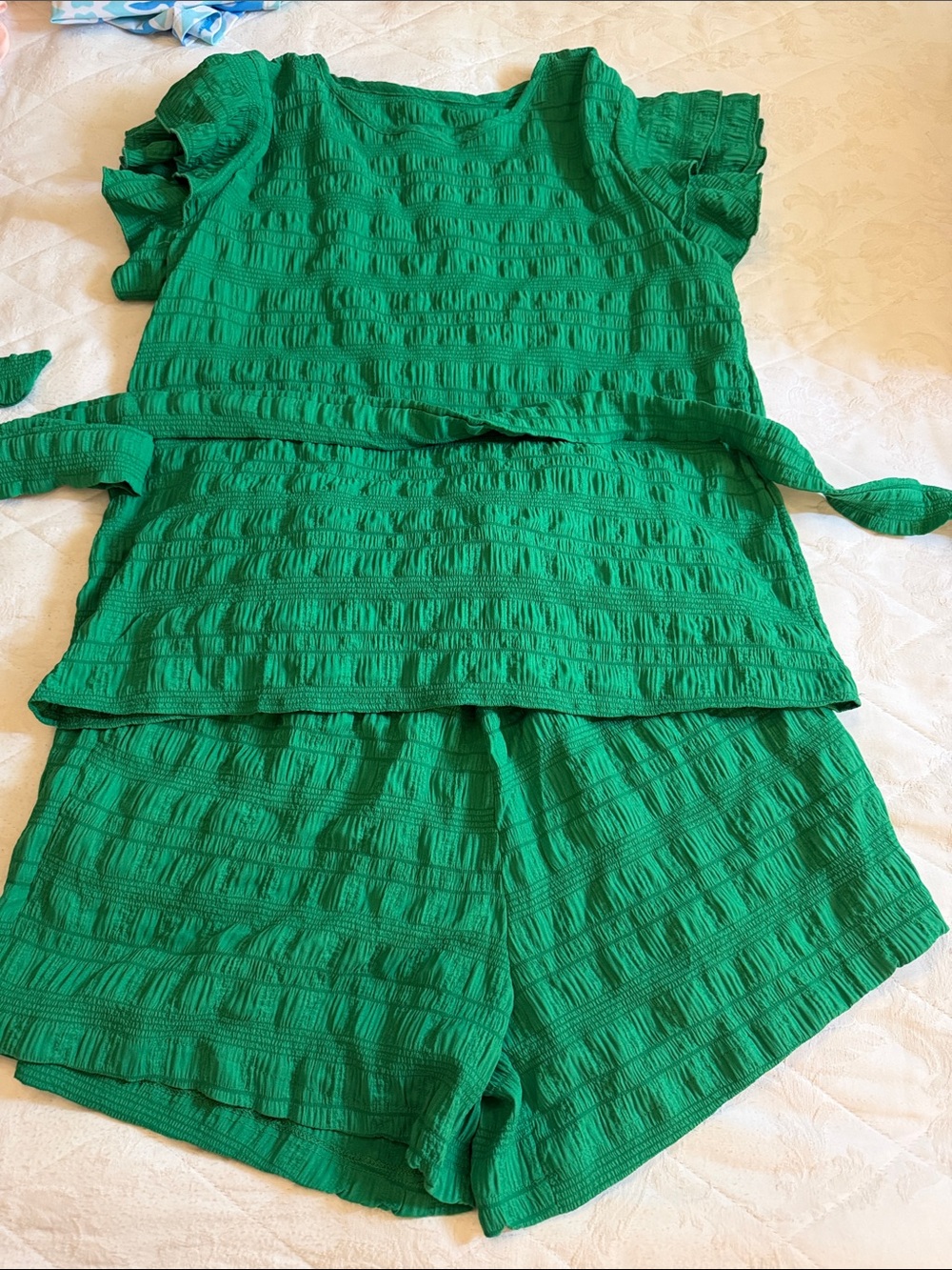 Green Textured Two-Piece Lounge Set Size large